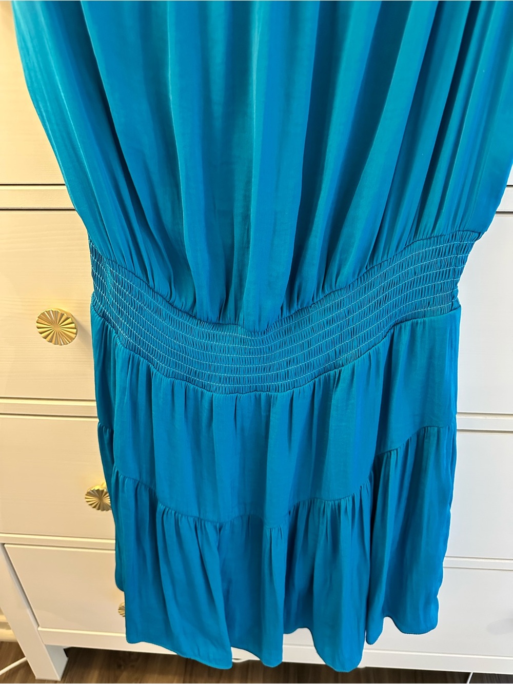 Naked Zebra Teal Tiered Midi Dress